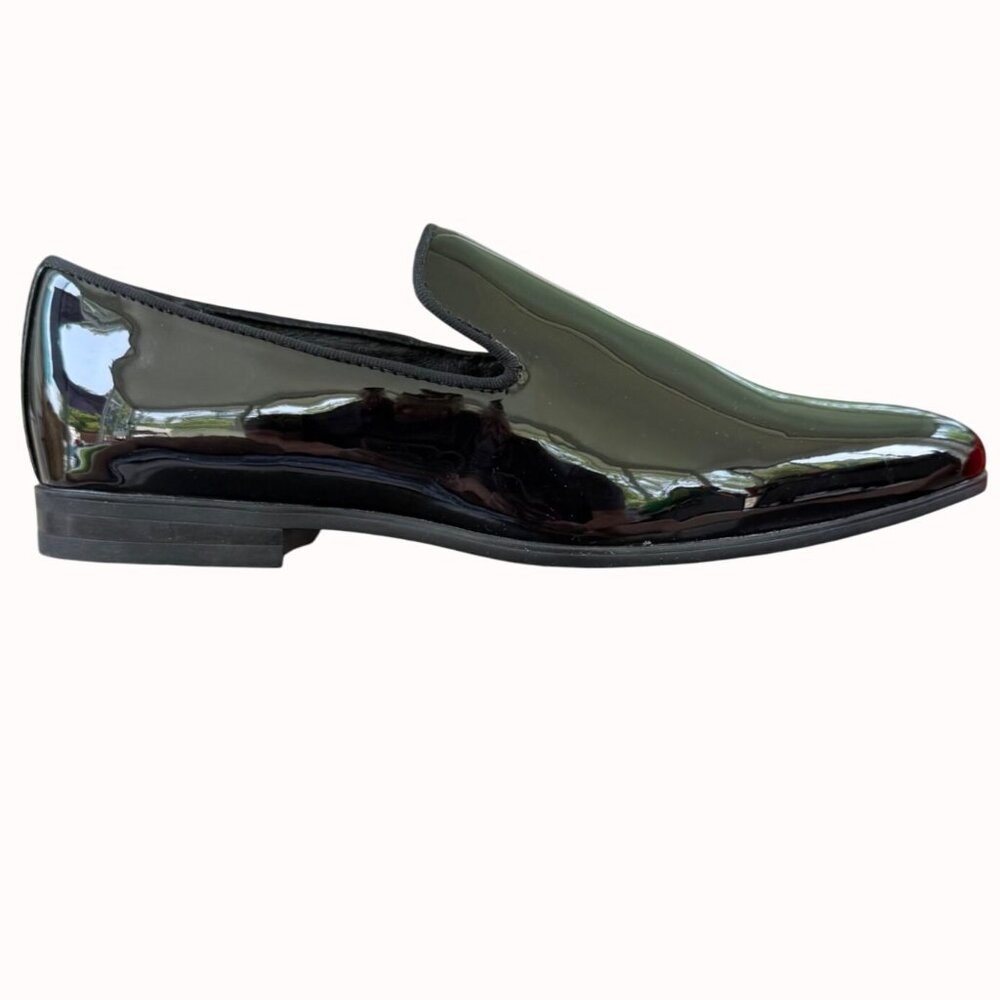 JF Ferrar Black Patent Leather Shoes Size 8.5 Slip On Dress Tuxedo Formal Luxury